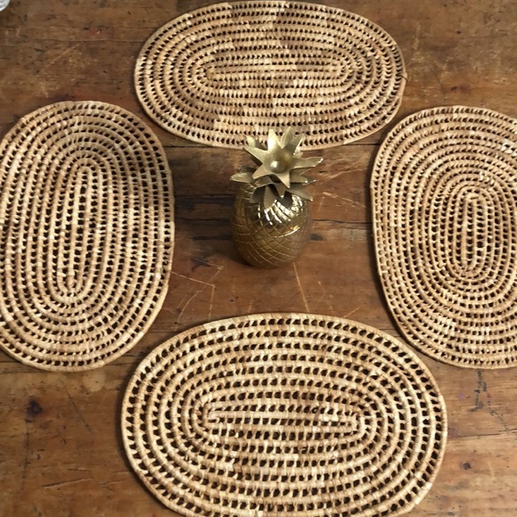 Vintage Other - Vintage Set of 4 Coastal | Boho Home Decor Natural Raffia Woven Oval Placemats